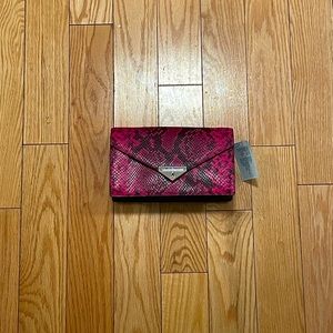 Michael Kors LouLou Medium Black and Pink Snakeskin Clutch